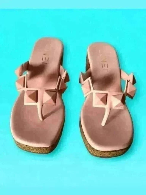 Pastel Pink Studded Wedges - cunei